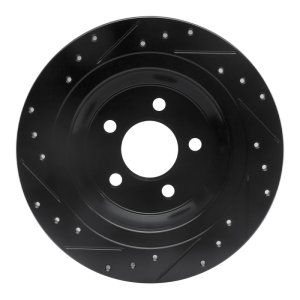 Ford Mustang Brake Rotor (1) - Rear Right - R1 Concepts - Drilled & Slotted - Black - `15-`23